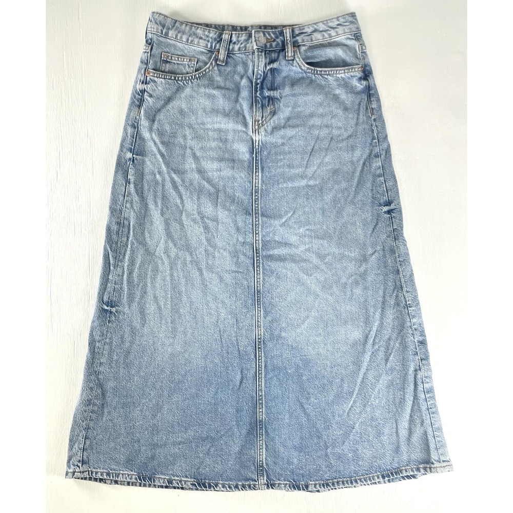 Light Blue Denim A-Line Maxi Skirt